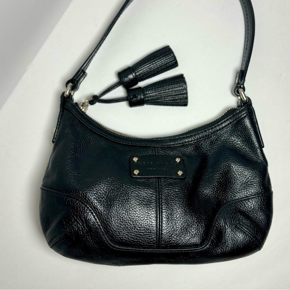 Black Leather Kate Spade Shoulder Bag with Tassels